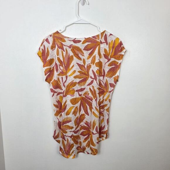 Cynthia Rowley White Orange Pink Summer Tropical 100% Linen Shirt Size Small - Picture 2 of 4